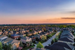 Landscape sunset view of residential community